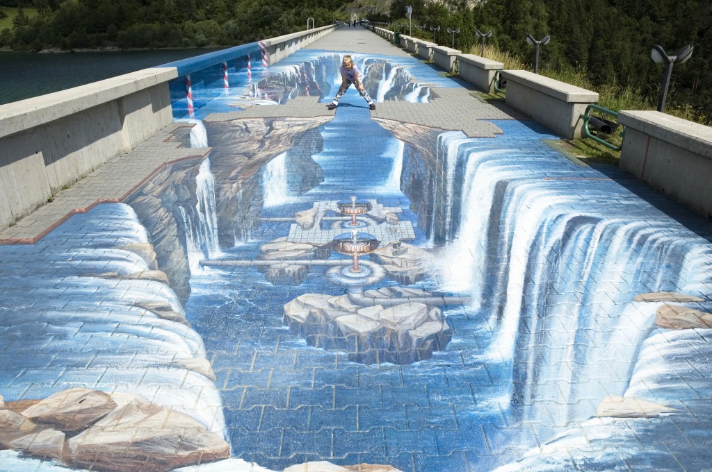 3D Illusion Graffiti, Niedzica, Polen jigsaw puzzle in Wasserfälle puzzles on TheJigsawPuzzles.com