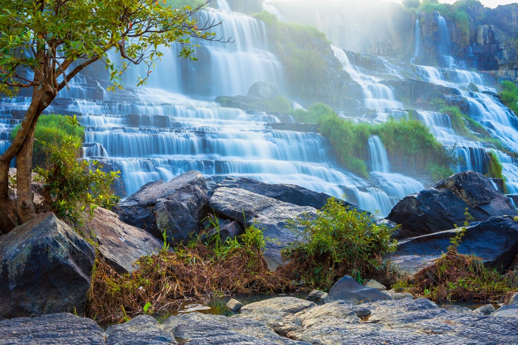 Pongour-Wasserfall, Da Lat, Vietnam jigsaw puzzle in Wasserfälle puzzles on TheJigsawPuzzles.com