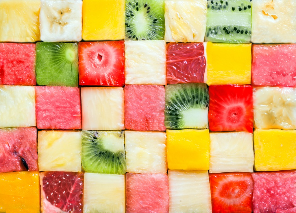 Diced Tropical Fruits jigsaw puzzle in Fruits & Veggies puzzles on TheJigsawPuzzles.com