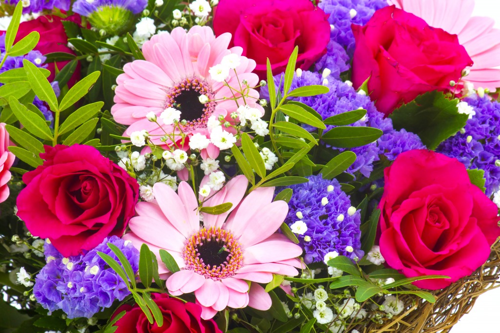 Bouquet of Colourful Flowers jigsaw puzzle in Puzzle of the Day puzzles on TheJigsawPuzzles.com
