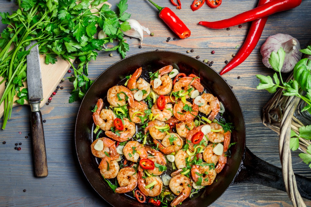 Shrimps Sauteed with Fresh Herbs jigsaw puzzle in Food & Bakery puzzles on TheJigsawPuzzles.com