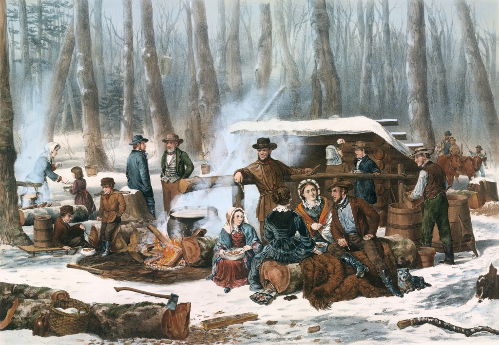 American Forest Scene: Maple Sugaring jigsaw puzzle in Piece of Art puzzles on TheJigsawPuzzles.com