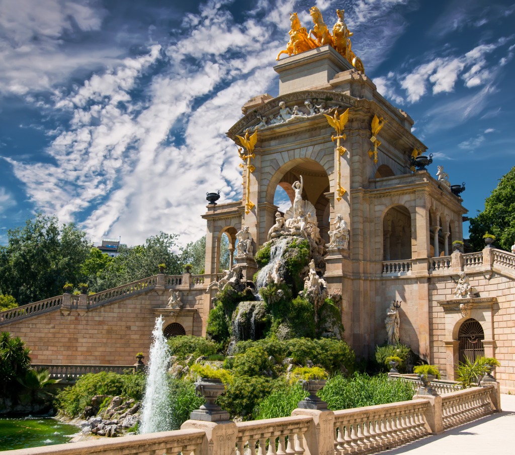Fountain at the Zoo of Barcelona jigsaw puzzle in Waterfalls puzzles on ...