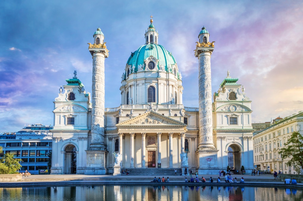 St. Charles's Church, Vienna, Austria jigsaw puzzle in Puzzle of the Day puzzles on TheJigsawPuzzles.com