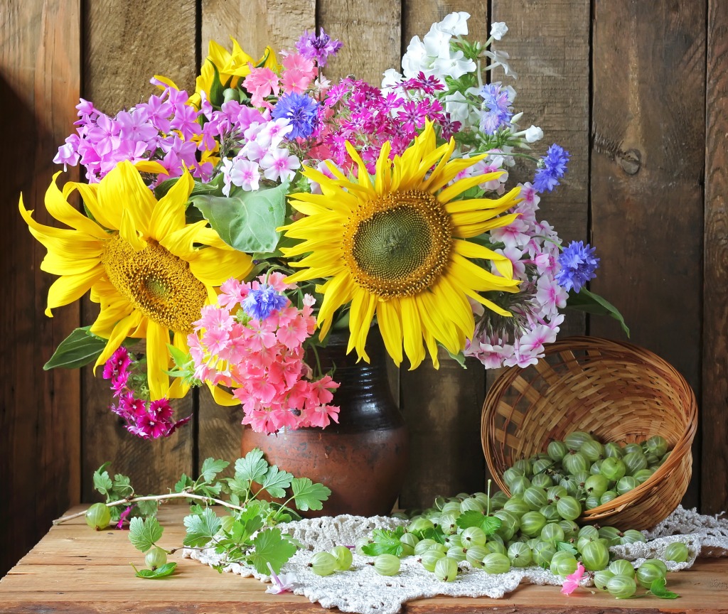 Still Life with Sunflowers jigsaw puzzle in Flowers puzzles on TheJigsawPuzzles.com