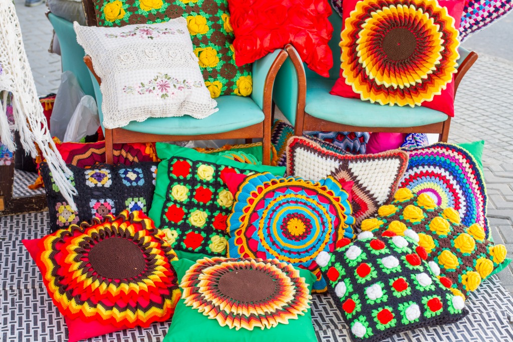 Colorful Handmade Cushions jigsaw puzzle in Handmade puzzles on TheJigsawPuzzles.com
