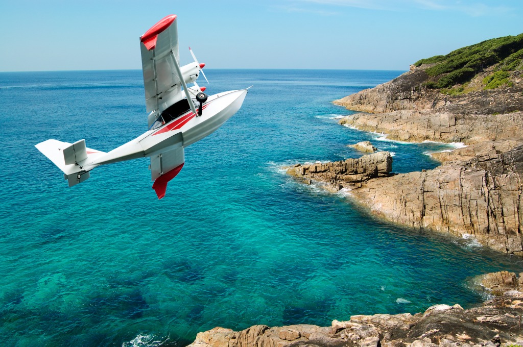 Hidroavião Voando Sobre a Praia jigsaw puzzle in Aviação puzzles on TheJigsawPuzzles.com