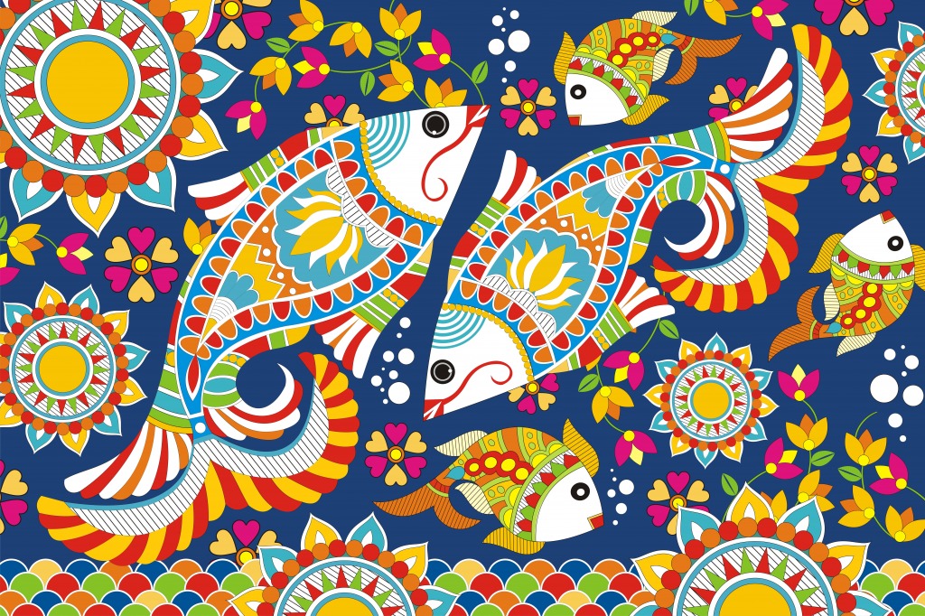 Indian Folk Painting jigsaw puzzle in Under the Sea puzzles on TheJigsawPuzzles.com