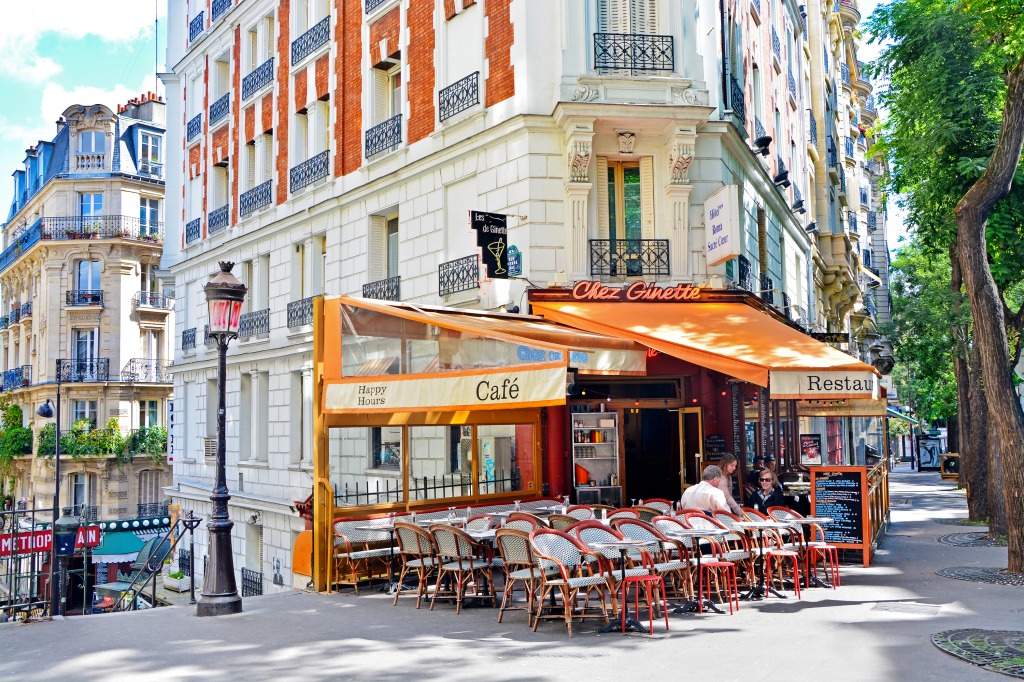 Street Cafe on Montmartre, Paris jigsaw puzzle in Food & Bakery puzzles on TheJigsawPuzzles.com