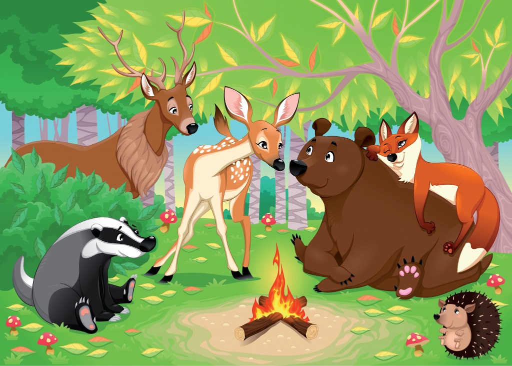 Tiere Zelten im Wald jigsaw puzzle in Puzzle des Tages puzzles on TheJigsawPuzzles.com