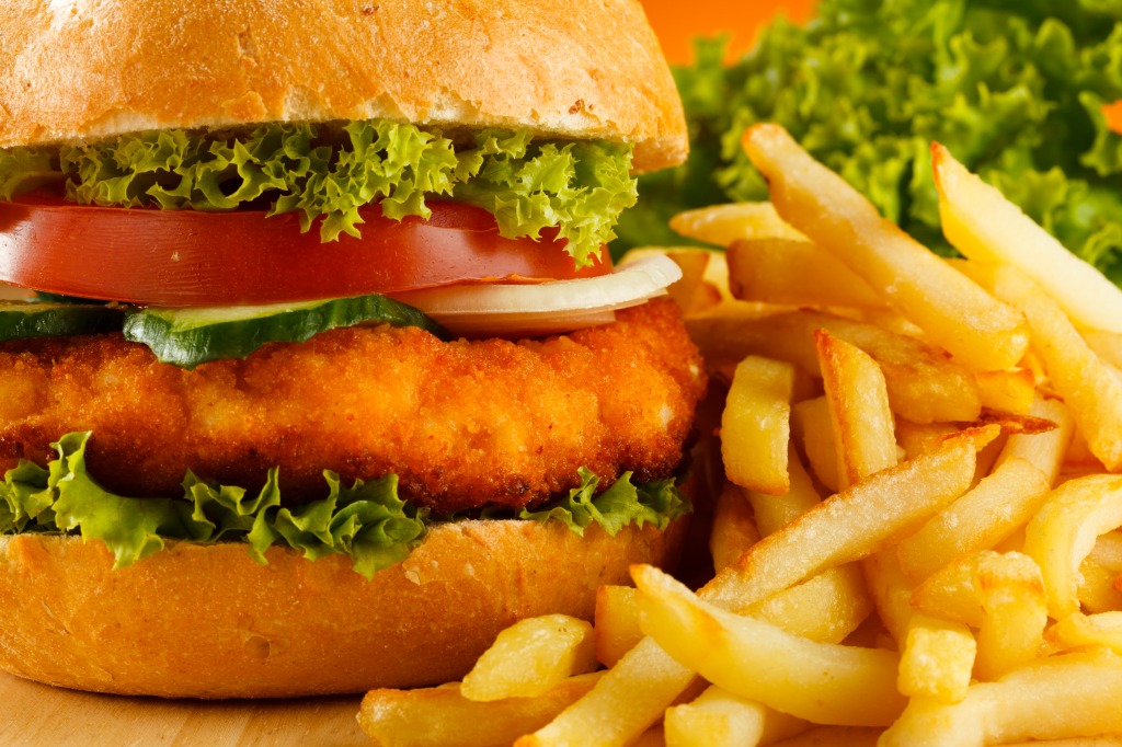Chicken Burger and French Fries jigsaw puzzle in Food & Bakery puzzles on TheJigsawPuzzles.com