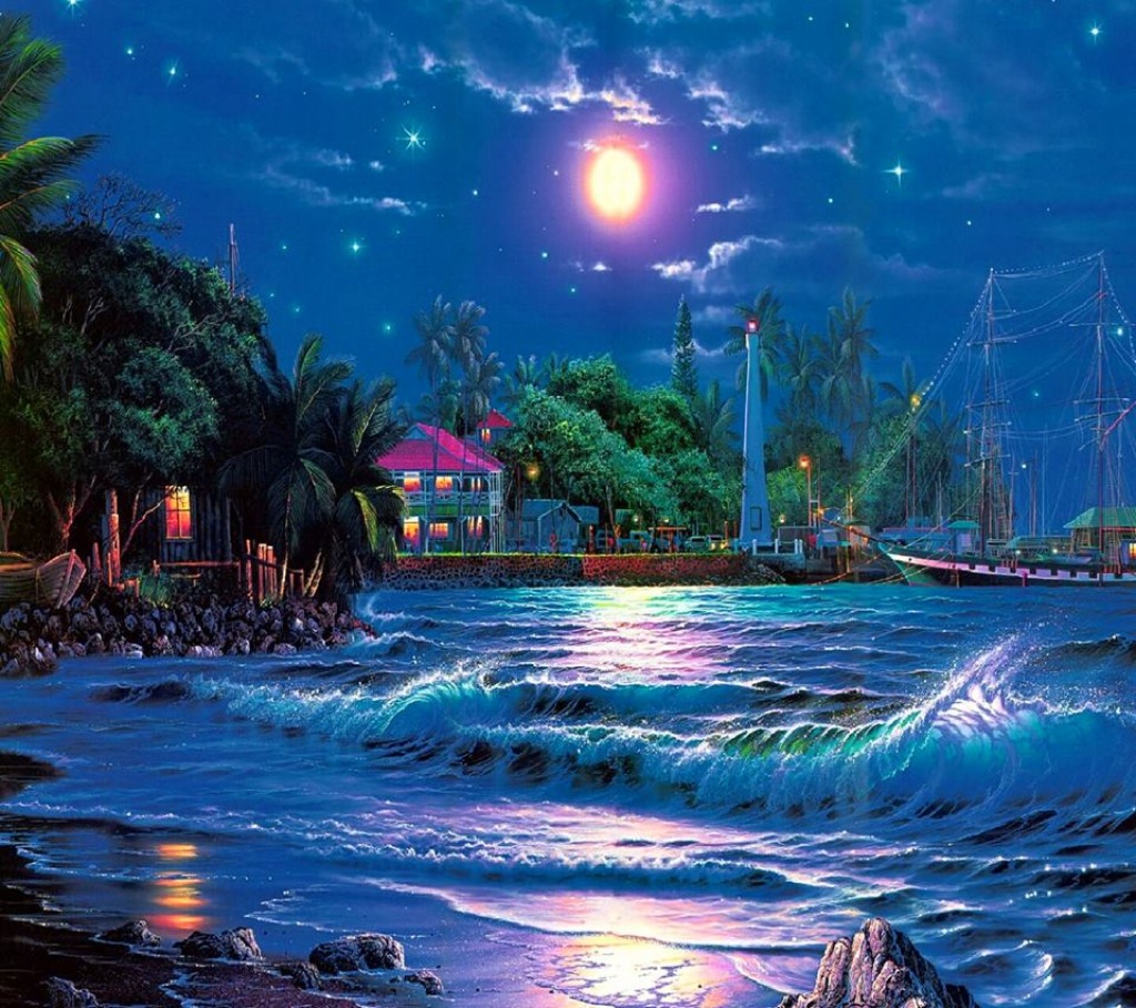 Paradise harbor jigsaw puzzle in Patricia Haller puzzles on TheJigsawPuzzles.com