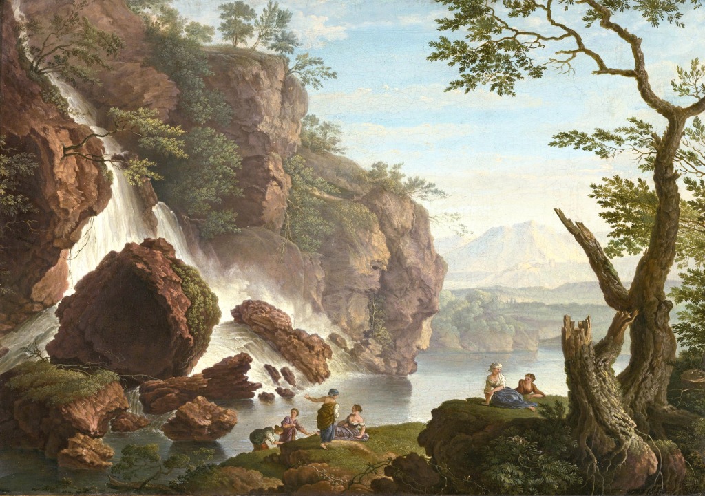 Bathers near a Waterfall jigsaw puzzle in Piece of Art puzzles on TheJigsawPuzzles.com
