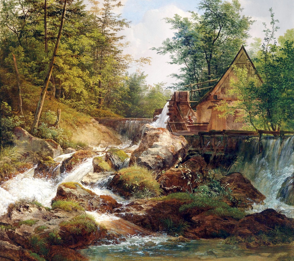 Mill by a Mountain Stream jigsaw puzzle in Waterfalls puzzles on TheJigsawPuzzles.com