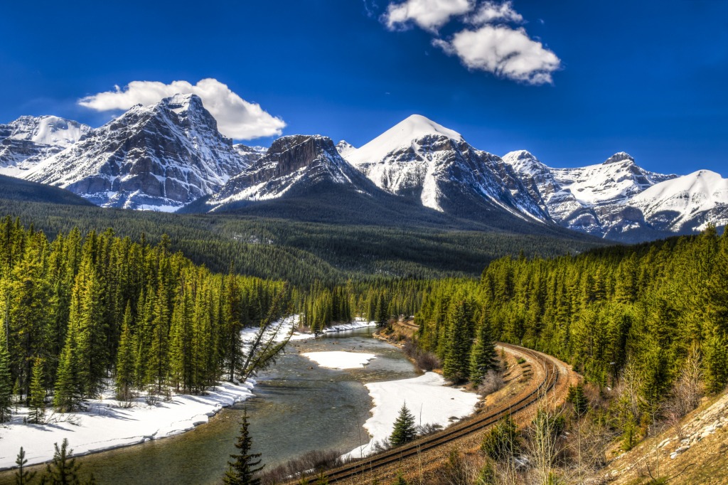 Morant's Curve Railway, Banff NP jigsaw puzzle in Great Sightings puzzles on TheJigsawPuzzles.com