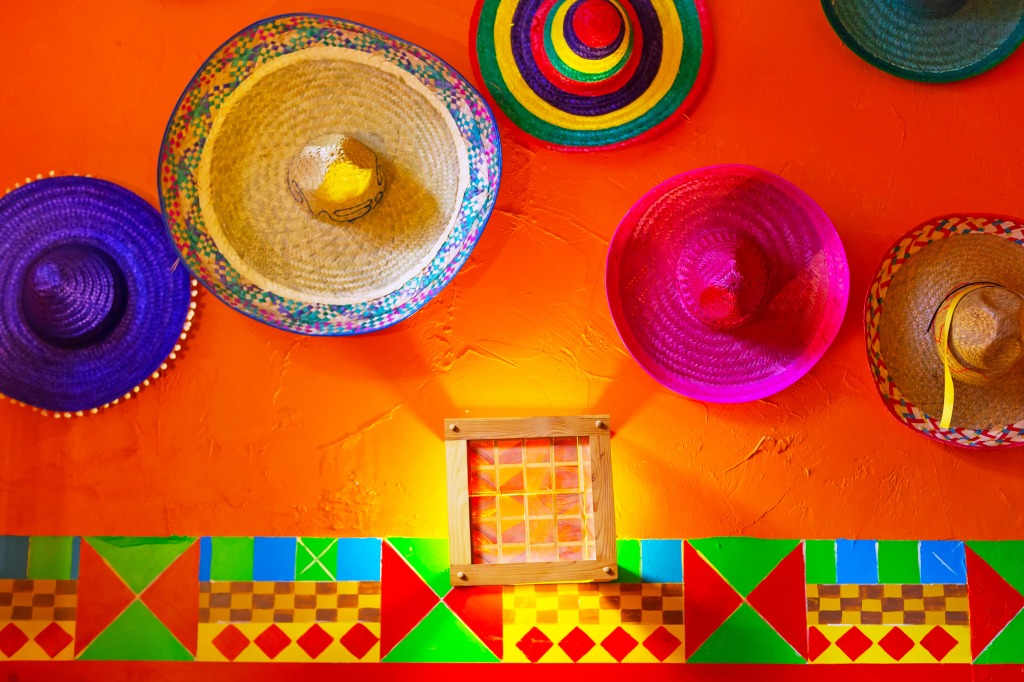 Mexican Sombreros on the Wall jigsaw puzzle in Puzzle of the Day puzzles on TheJigsawPuzzles.com