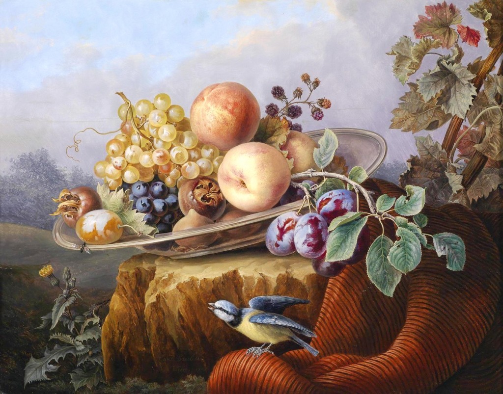 Still Life with Fruit and a Bird jigsaw puzzle in Fruits & Veggies puzzles on TheJigsawPuzzles.com