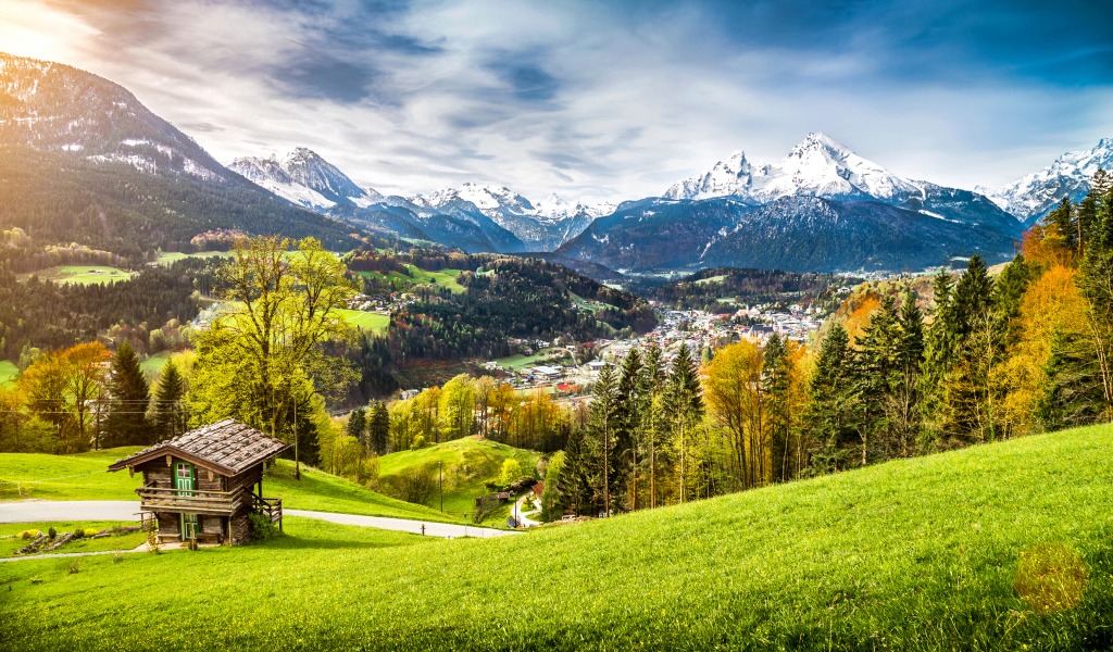 Village of Berchtesgaden, Bavarian Alps jigsaw puzzle in Great Sightings puzzles on TheJigsawPuzzles.com