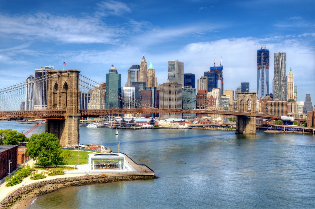 Die Brooklyn Bridge und Lower Manhattan jigsaw puzzle in Brücken puzzles on TheJigsawPuzzles.com