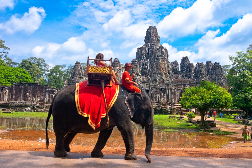 Elephant in the Angkor Wat, Cambodia jigsaw puzzle in Animals puzzles on TheJigsawPuzzles.com