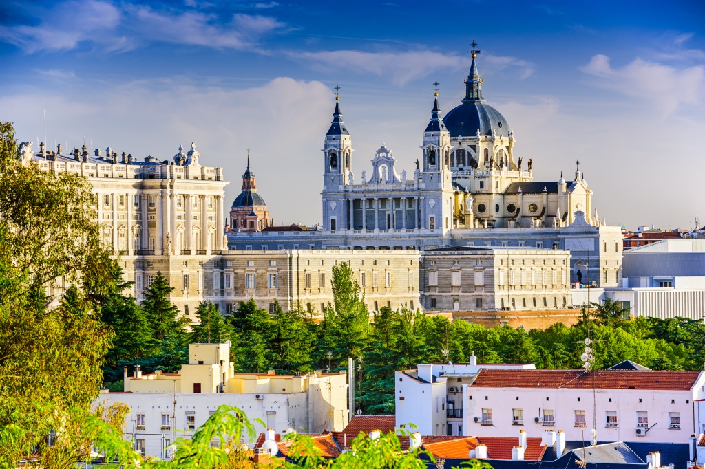 Madrid Skyline with the Royal Palace jigsaw puzzle in Castles puzzles on TheJigsawPuzzles.com