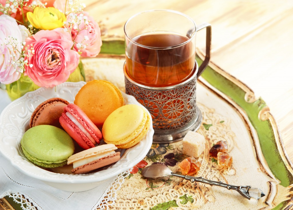 Tea with Macaroons jigsaw puzzle in Macro puzzles on TheJigsawPuzzles.com