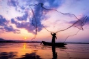 Fishing on Bangpra Lake, Thailand