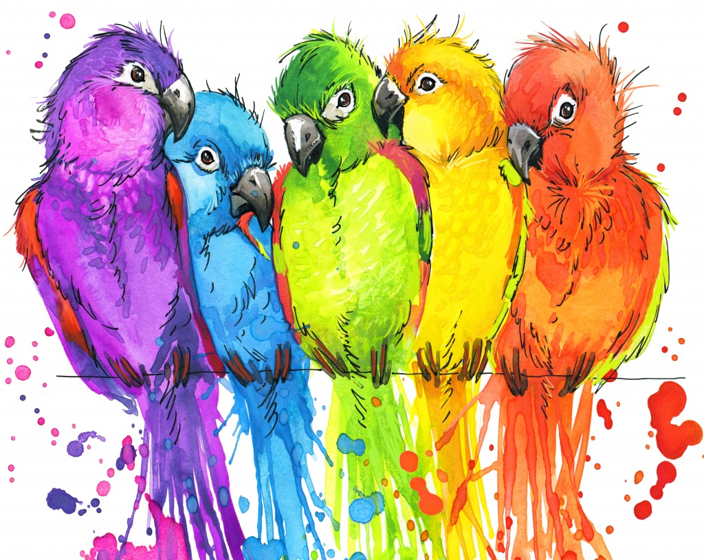 Funny Parrots jigsaw puzzle in Animals puzzles on TheJigsawPuzzles.com