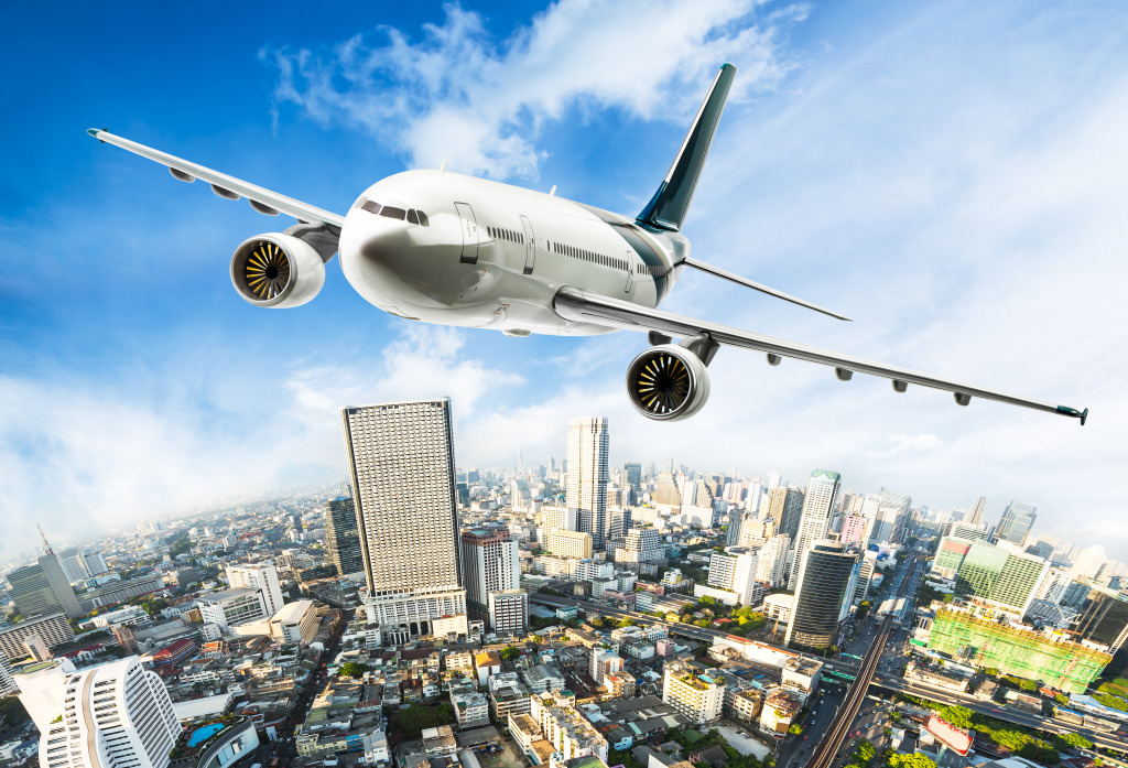 Flying over the City jigsaw puzzle in Aviation puzzles on TheJigsawPuzzles.com