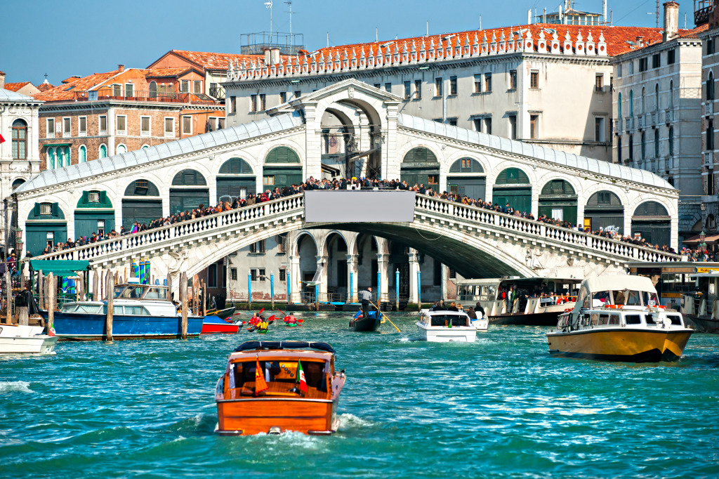 Grand Canal and Rialto Bridge, Venice jigsaw puzzle in Bridges puzzles on TheJigsawPuzzles.com