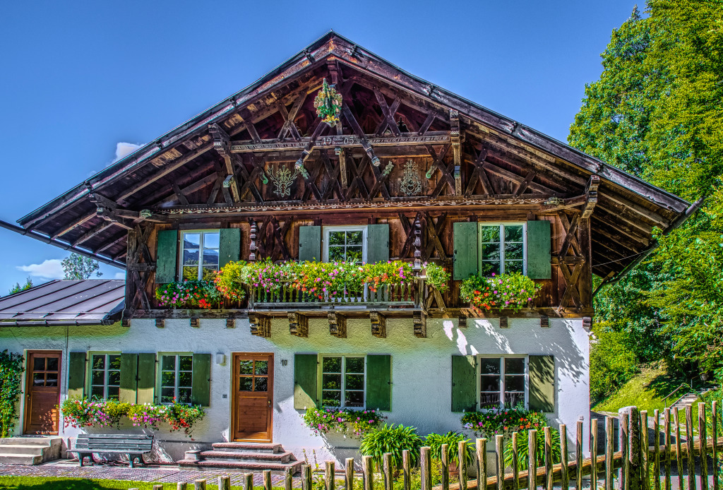 Typical Bavarian house, Ammer Mountains jigsaw puzzle in Street View puzzles on TheJigsawPuzzles.com