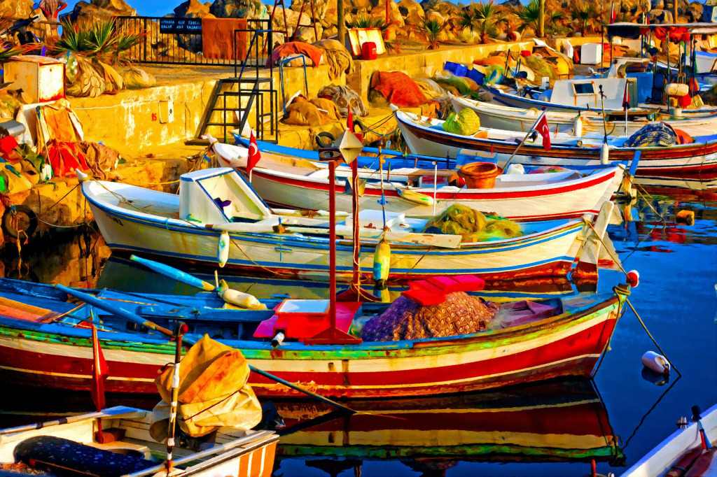 Fishing Boats in the Harbour jigsaw puzzle in Puzzle of the Day puzzles on TheJigsawPuzzles.com