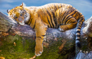 Tiger Relaxing on a Branch