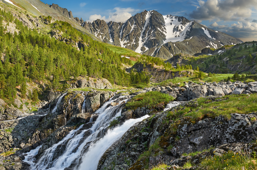 Katun-Kamm, Altai Gebirge, Sibirien jigsaw puzzle in Wasserfälle puzzles on TheJigsawPuzzles.com