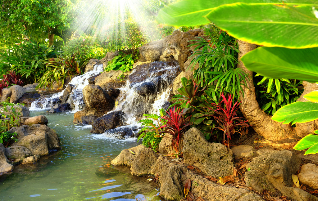 Small Tropical Waterfall jigsaw puzzle in Waterfalls puzzles on TheJigsawPuzzles.com