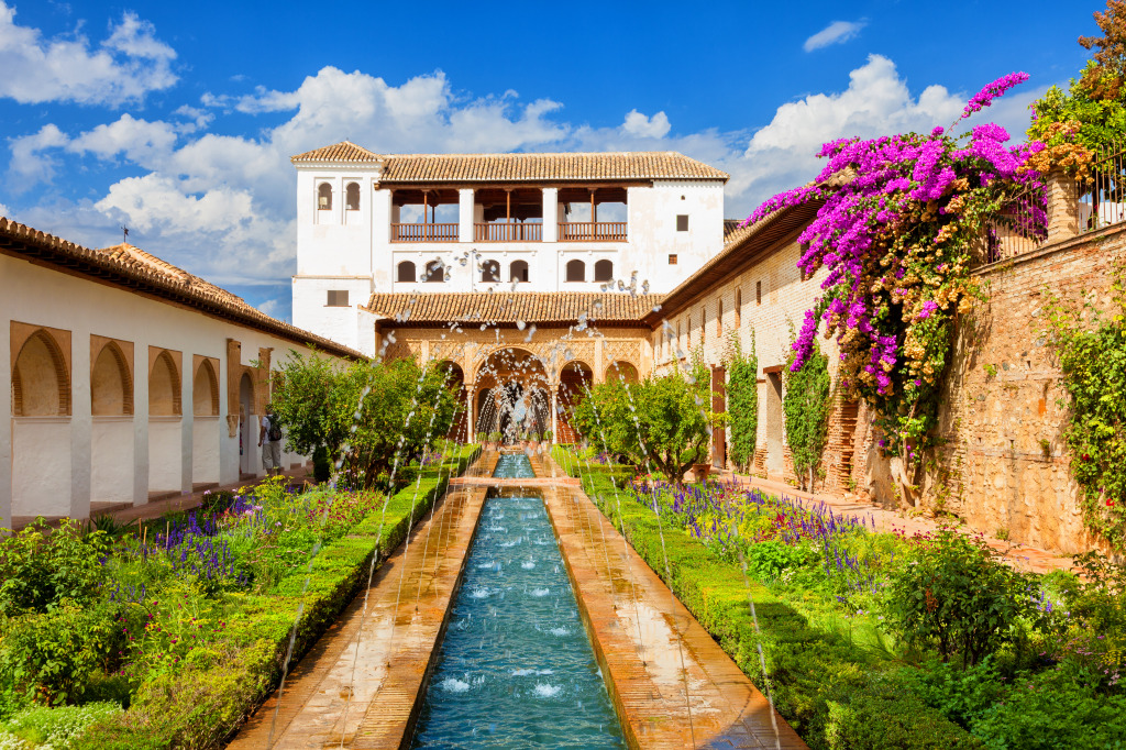 Generalife Courtyard in Granada, Spain jigsaw puzzle in Waterfalls puzzles on TheJigsawPuzzles.com