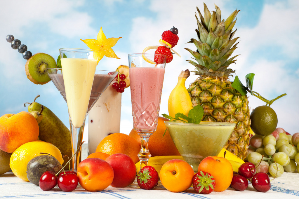 Tropical Smoothies jigsaw puzzle in Fruits & Veggies puzzles on TheJigsawPuzzles.com