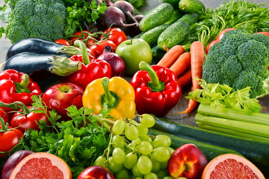 Variety of Vegetables and Fruits jigsaw puzzle in Fruits & Veggies puzzles on TheJigsawPuzzles.com