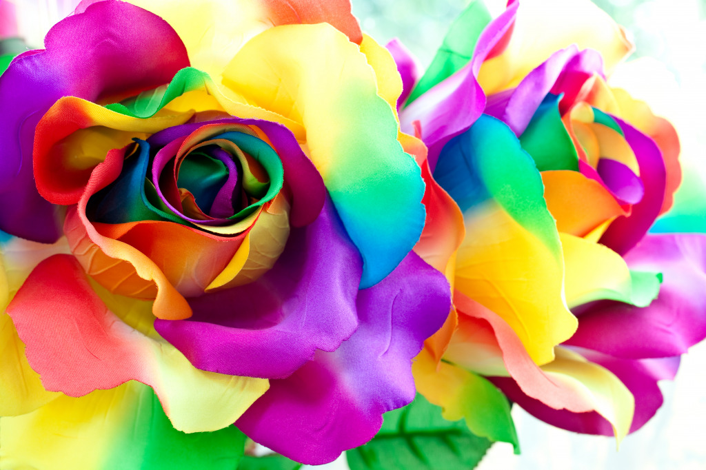 Handcrafted Rainbow Rose jigsaw puzzle in Handmade puzzles on TheJigsawPuzzles.com