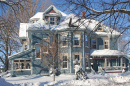 Victorian House Covered with Snow