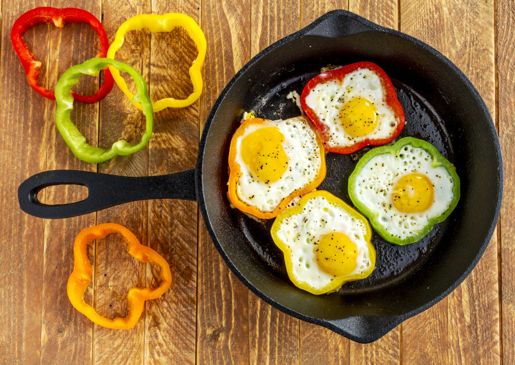 Fried Eggs and Bell Peppers jigsaw puzzle in Puzzle of the Day puzzles on TheJigsawPuzzles.com