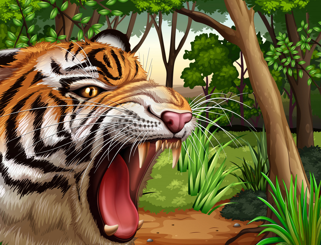 Roaring Tiger jigsaw puzzle in Animals puzzles on TheJigsawPuzzles.com