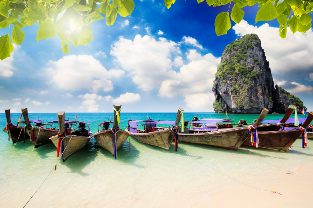 Long Tail Boats, Krabi, Thailand jigsaw puzzle in Great Sightings puzzles on TheJigsawPuzzles.com