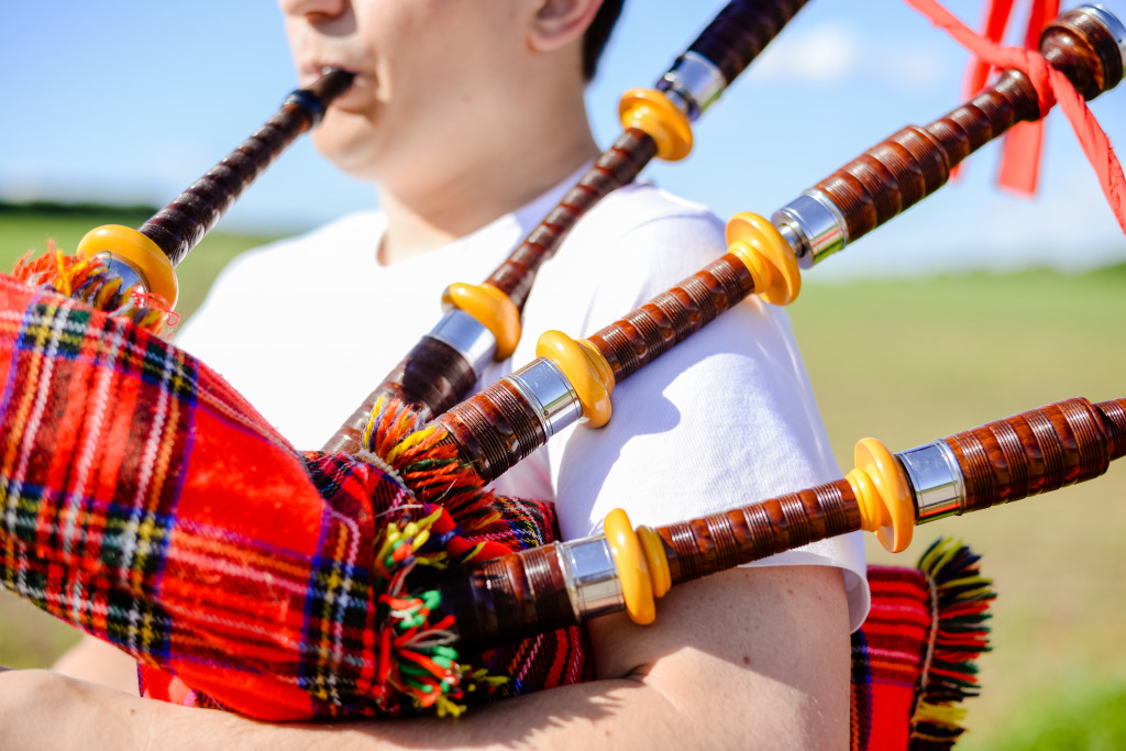 Playing a Bagpipe jigsaw puzzle in Macro puzzles on TheJigsawPuzzles.com