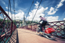 Red Footbridge in Lyon, France