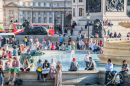 Crowded Trafalgar Square, London