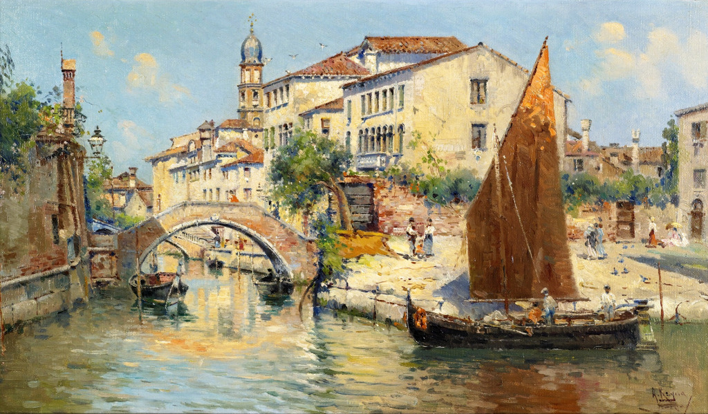 Venetian Canal Scene jigsaw puzzle in Piece of Art puzzles on TheJigsawPuzzles.com