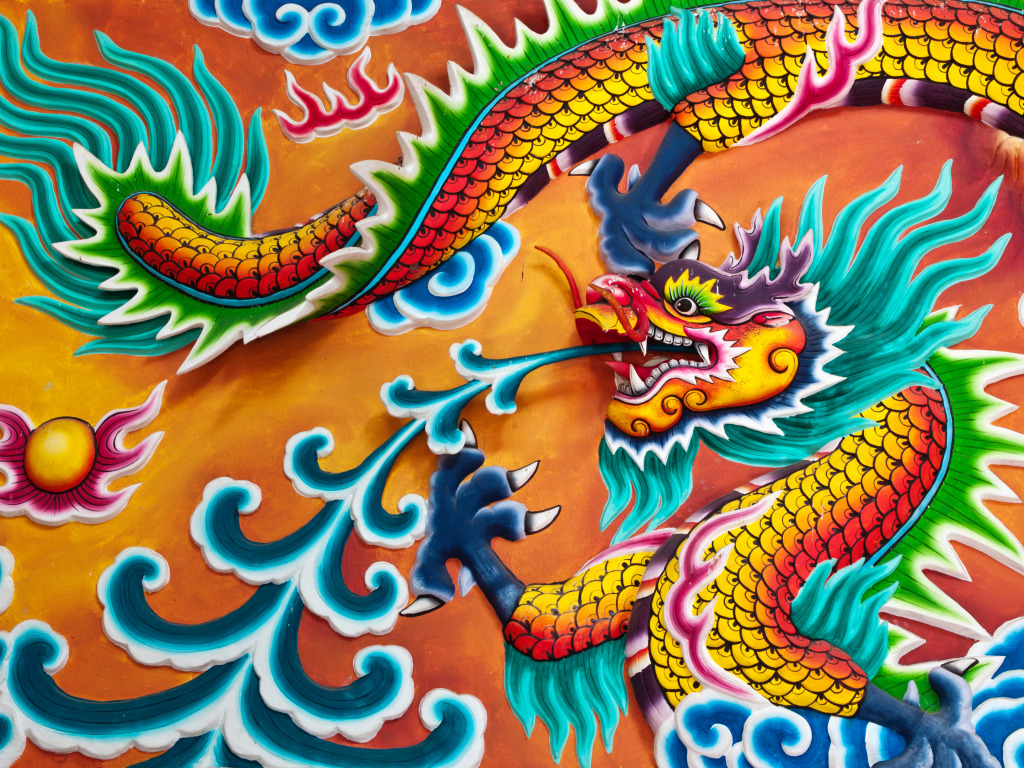 Dragon sur les murs d'un temple en Thaïlande jigsaw puzzle in Puzzle du jour puzzles on TheJigsawPuzzles.com