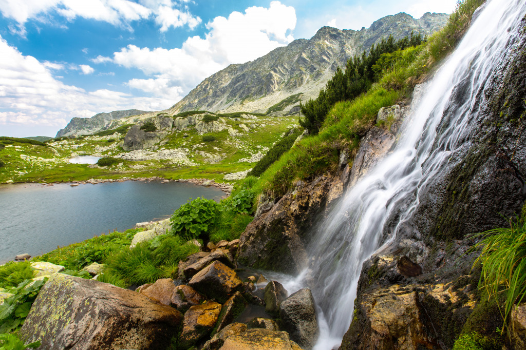 Waterfall in the Alps jigsaw puzzle in Waterfalls puzzles on TheJigsawPuzzles.com