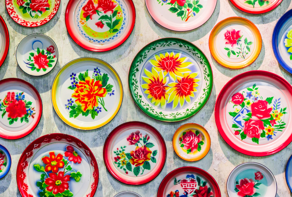 Chinese Decorative Plates jigsaw puzzle in Flowers puzzles on TheJigsawPuzzles.com